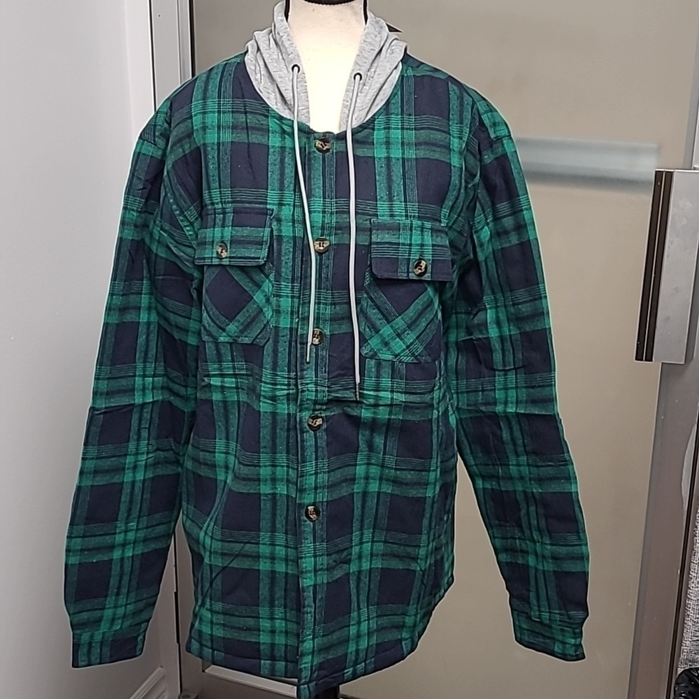 Pegeno Size L Green/Blue Plaid Shacket